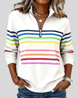 Prismette™ | Kleurrijke Gestreepte Quarter-Zip Sweatshirt