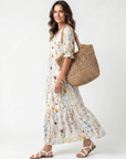 Sylvie | Botanische Print Tassel Tie Midi Jurk