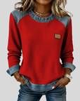 Delancine™ | Patchwork Design Waffle Sweatshirt