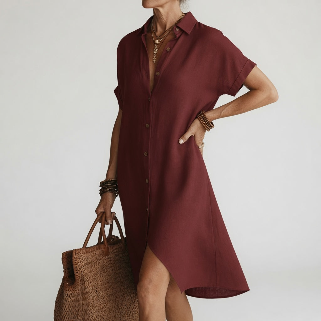 Timéa™ — Midi overhemdjurk ademend Parijse elegantie
