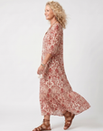Noelle | Ornate Print Tassel Tie Midi Dress