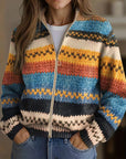 Yseult™ | Multicolor Zigzag Gestreepte Gebreide Cardigan
