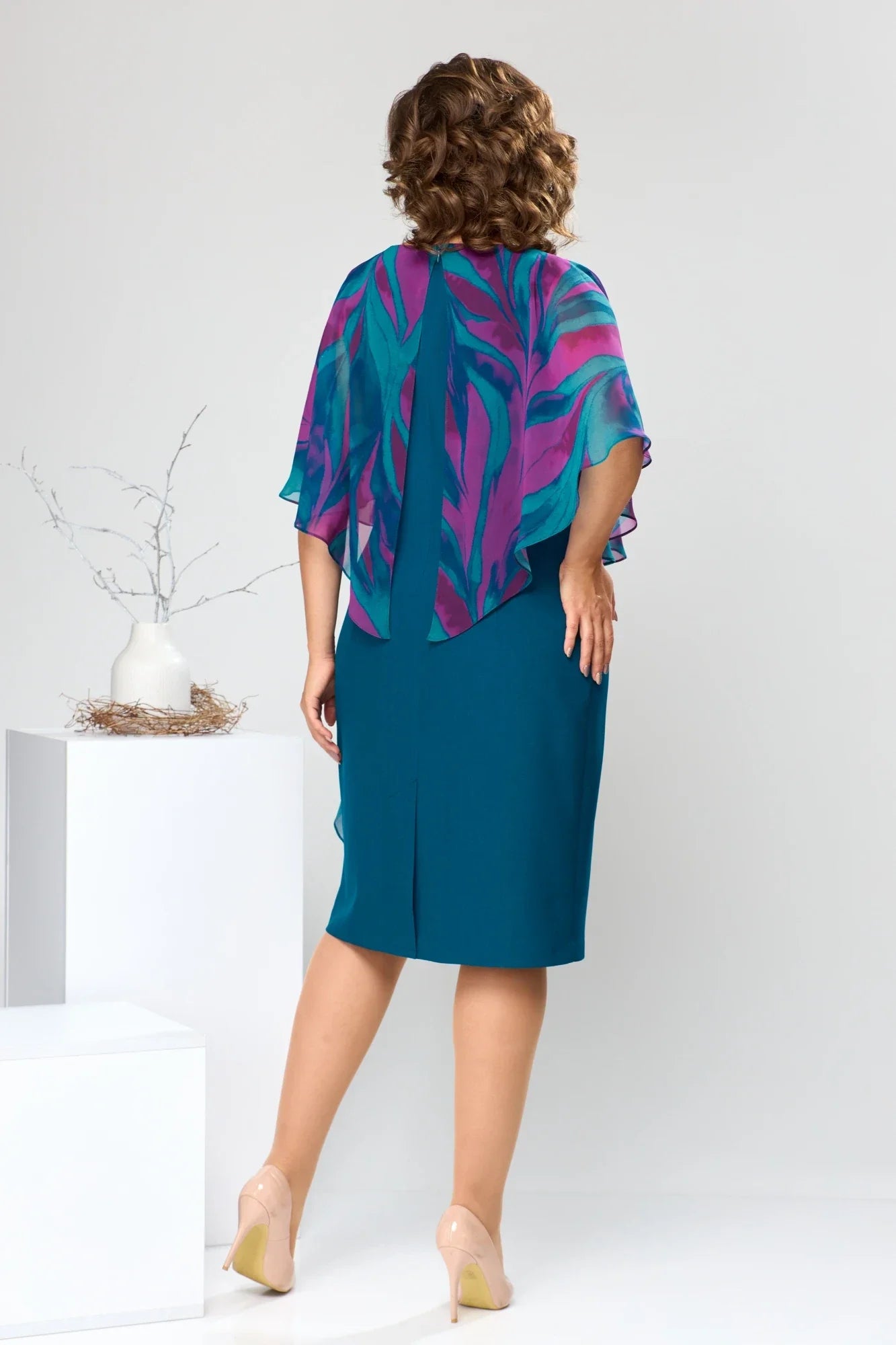 Jolanda - Chique knielange Chiffon Jurk