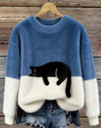 Karina | Oversized Trui met Kattenprint
