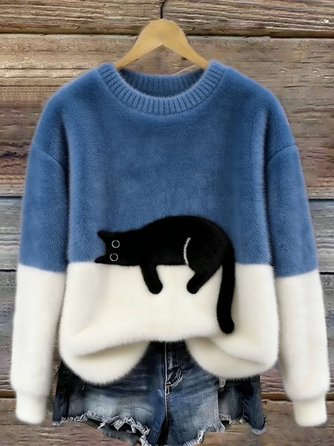 Karina | Oversized Trui met Kattenprint