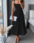 Spaghetti Strap Taille A-lijn Midi Jurk