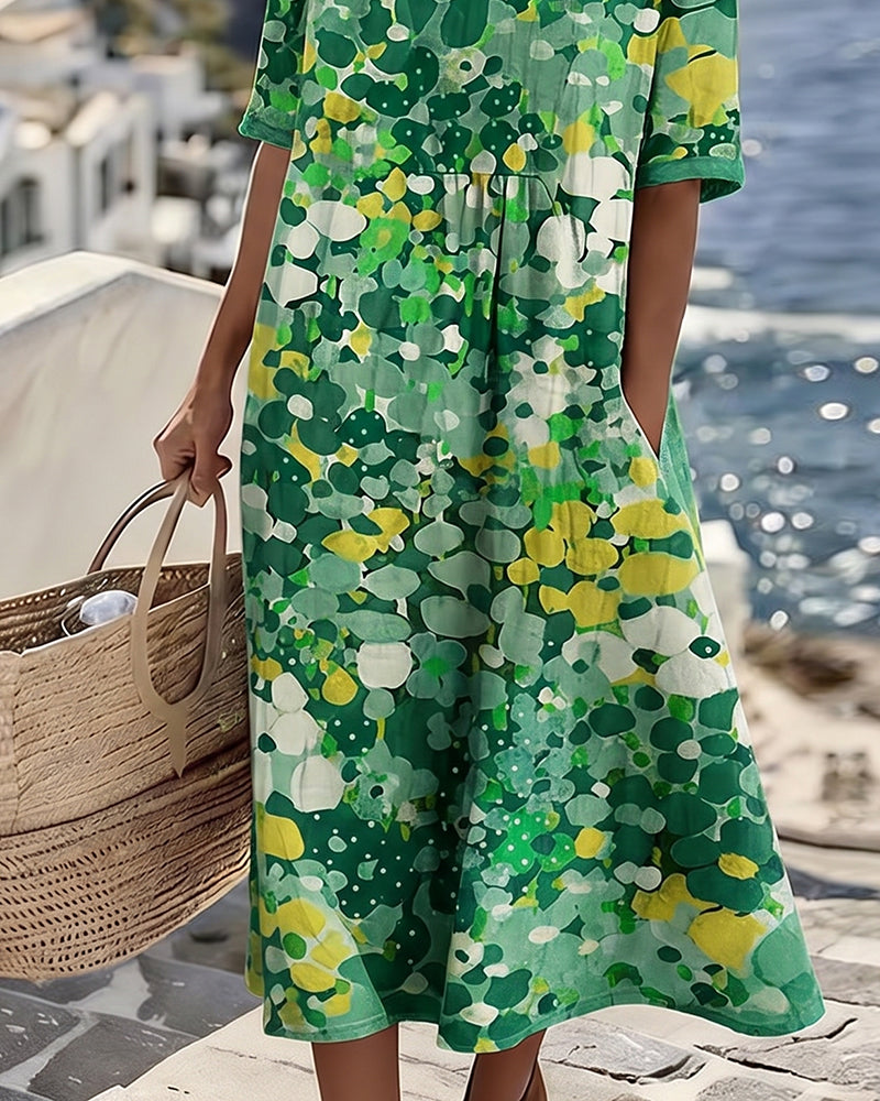 Ilse | Lichte, losse midi-jurk met bloemenprint