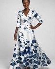 Denise - Bloemen Maxi Jurk met A-lijn en V-hals