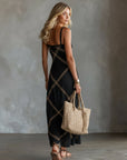 Vittoria – Geometrisch Zwart Camel Jurk