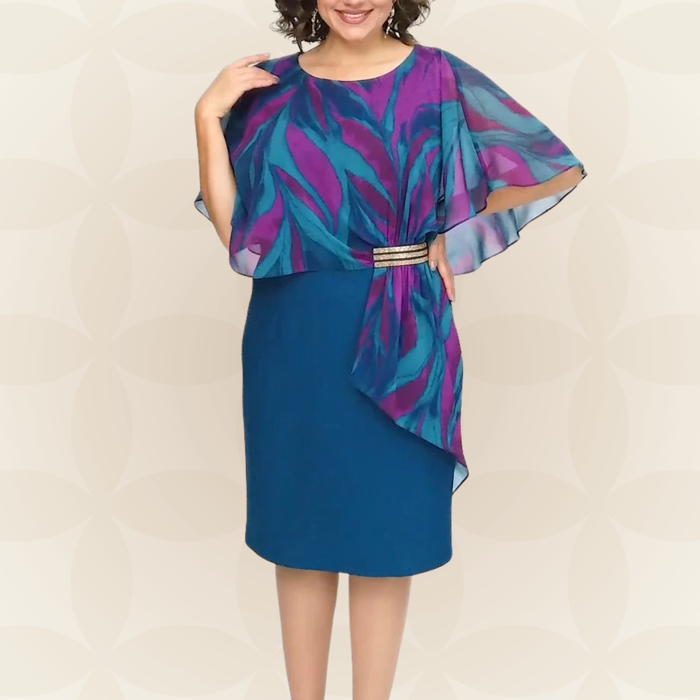 Jolanda - Chique knielange Chiffon Jurk