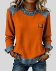 Delancine™ | Patchwork Design Waffle Sweatshirt