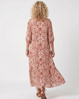 Noelle | Ornate Print Tassel Tie Midi Dress