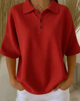 Gisela | Comfortabele Wafel Polo Blouse