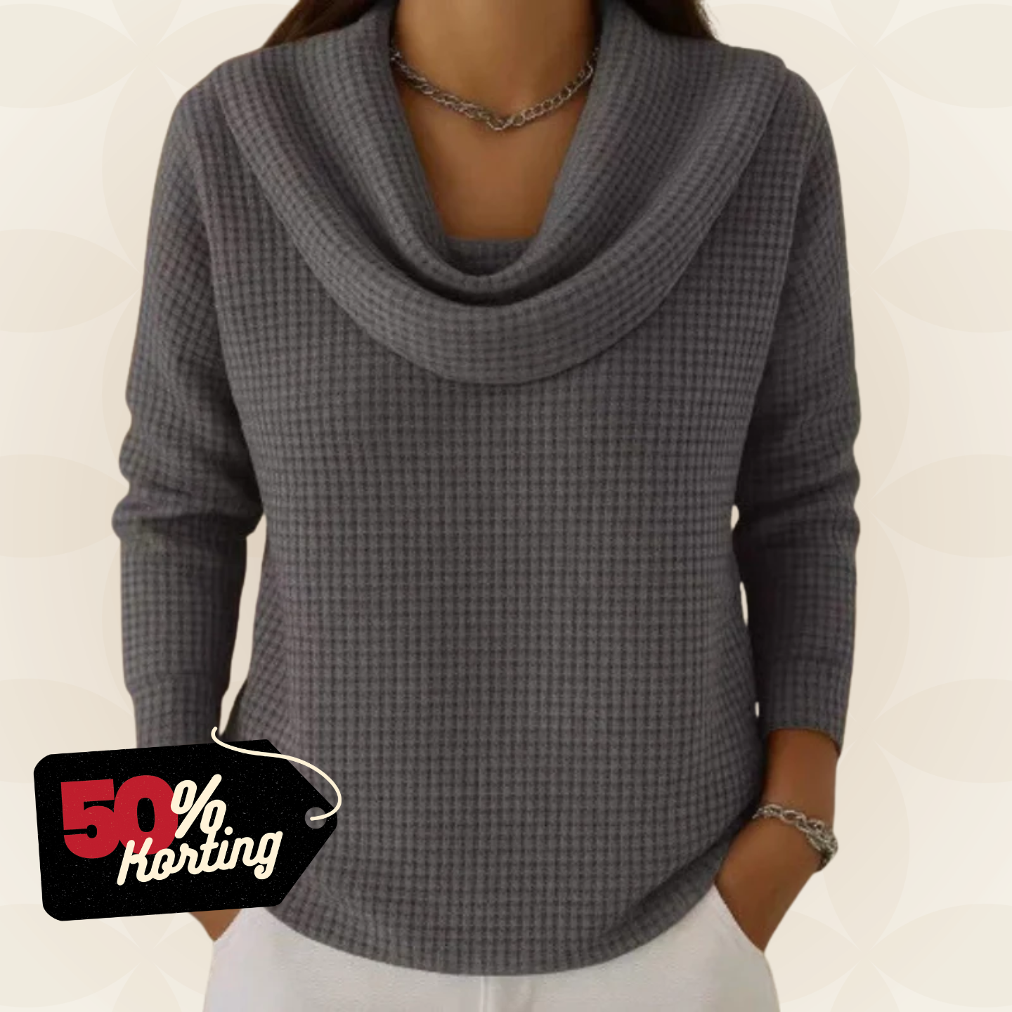 Lindsay – Warme trui met stijlvolle watervalhals