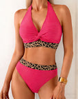 Bikini Geribbeld Leopard Kleurblok