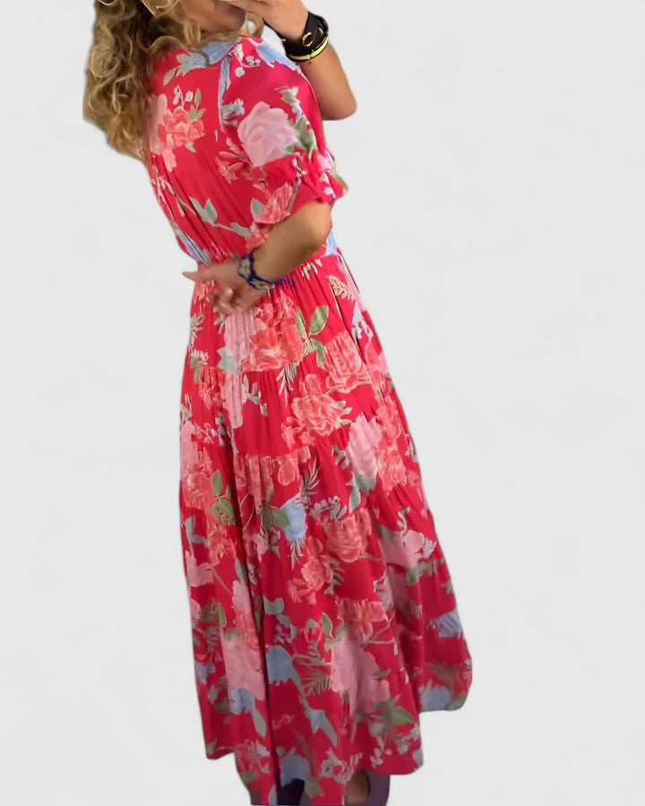 Miriam – Bloemige jurk met V-hals