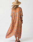 Remi | Geprinte Oversized Midi-jurk met Notch Hals en Zakken