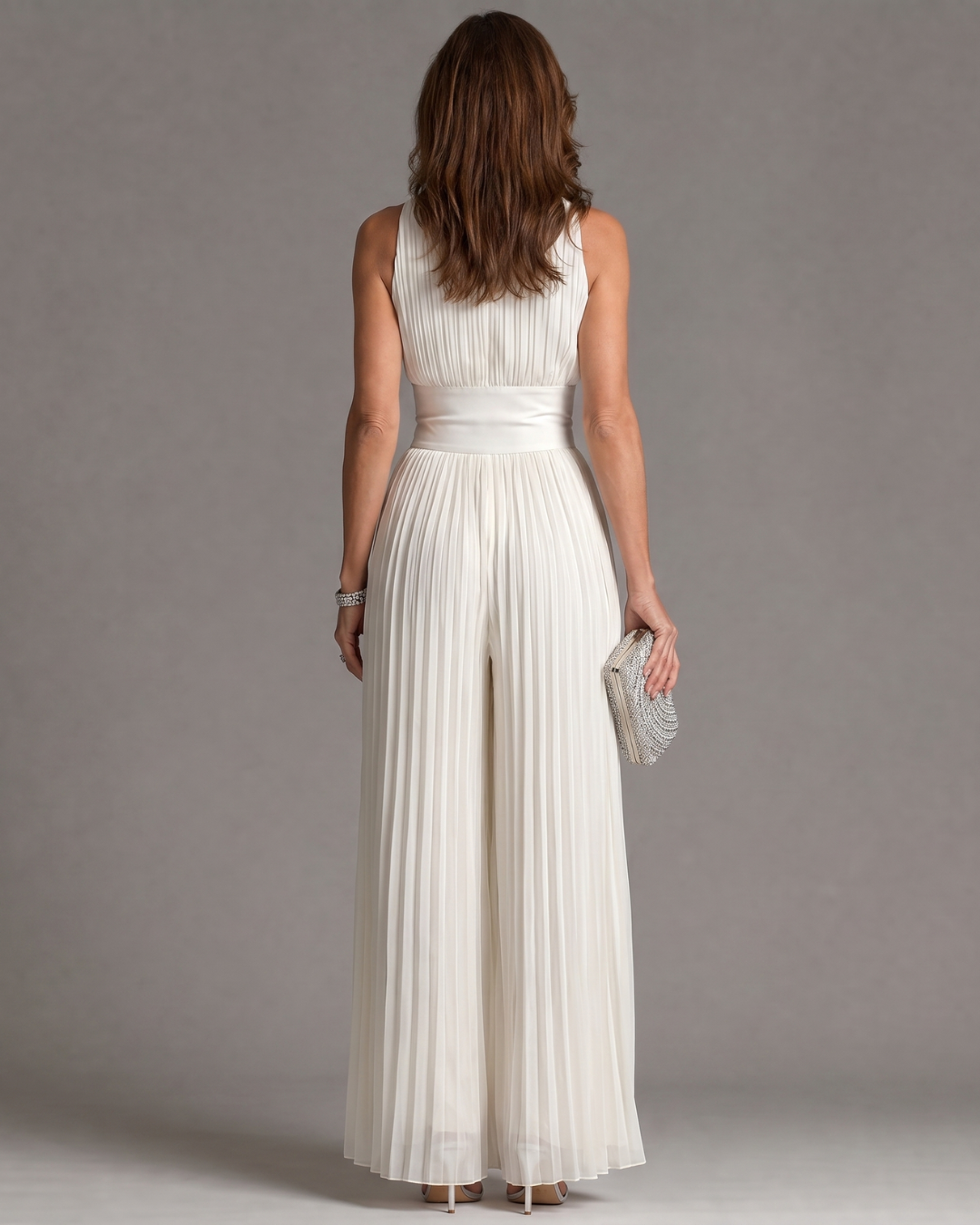 Priscilla | Plissé Jumpsuit met Halterhals