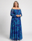 Aspen | Maxi Jurk met Ontblote Schouders en Bloemen
