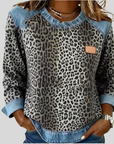 Hollyn™ | Luipaardprint Trui met Denim Kraag