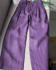Feline | Brede Pantalon in Katoen en Linnen Mix