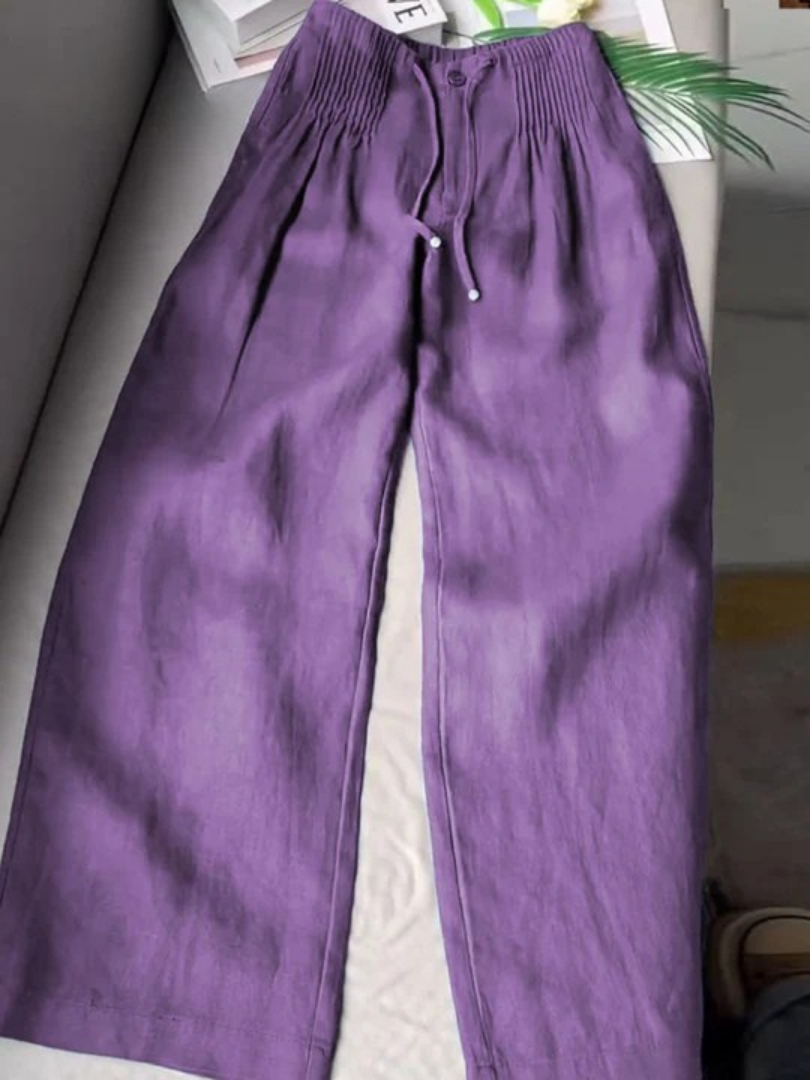 Feline | Brede Pantalon in Katoen en Linnen Mix