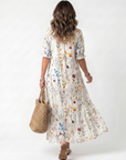 Sylvie | Botanische Print Tassel Tie Midi Jurk