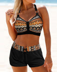 Maryan - Geometrisch Patroon Bikini met Hoge Elastische Tailleband