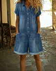 Tine | Spijkerjumpsuit met knoopsluiting aan de voorkant