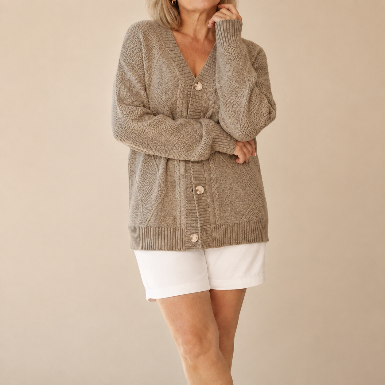 Luna - Zacht Gebreid Vest Met Knopen