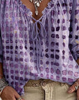 Lena | Blouse met stippenpatroon en vetersluiting
