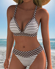 Gestreepte Bikini met Stippenprint Mode