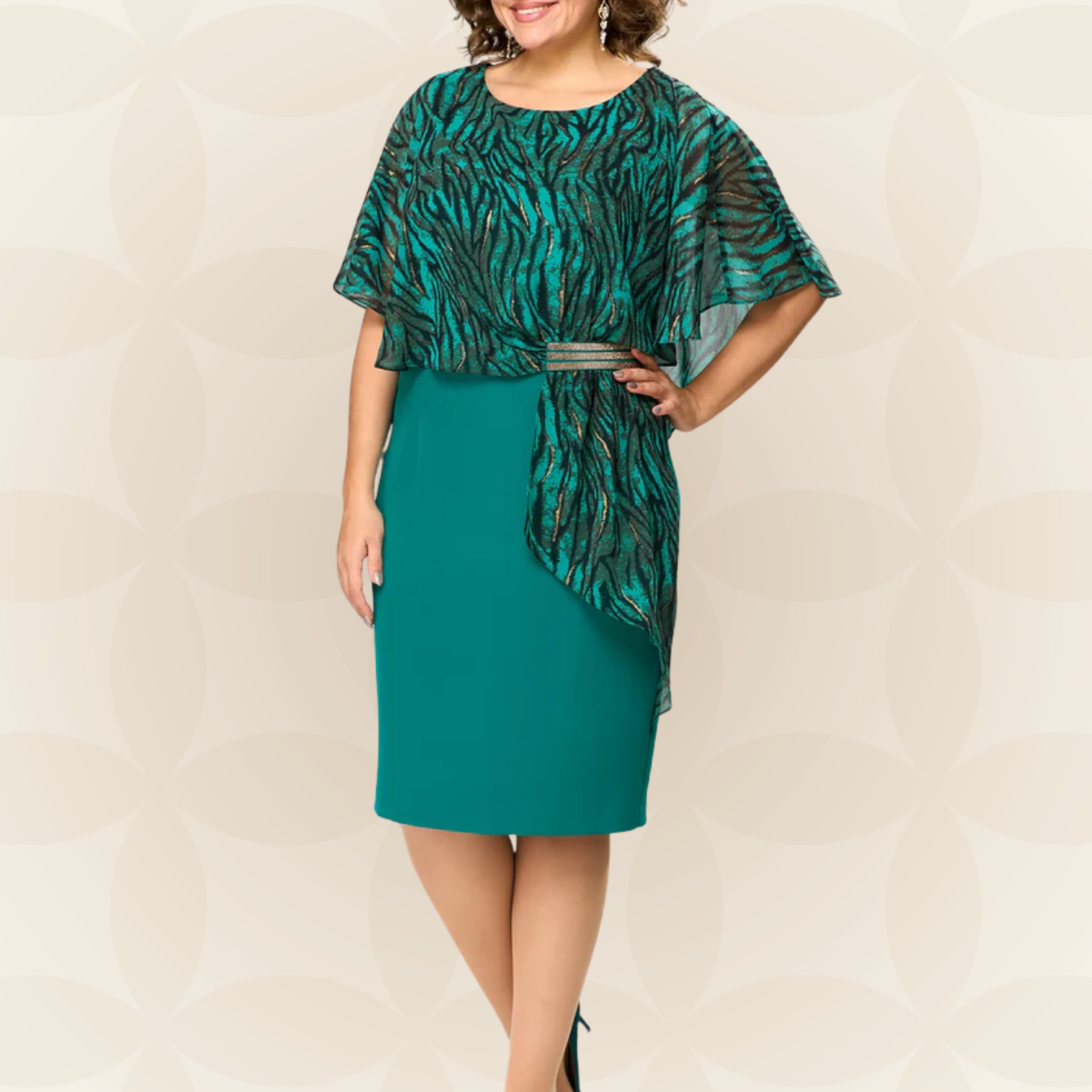 Jolanda - Chique knielange Chiffon Jurk