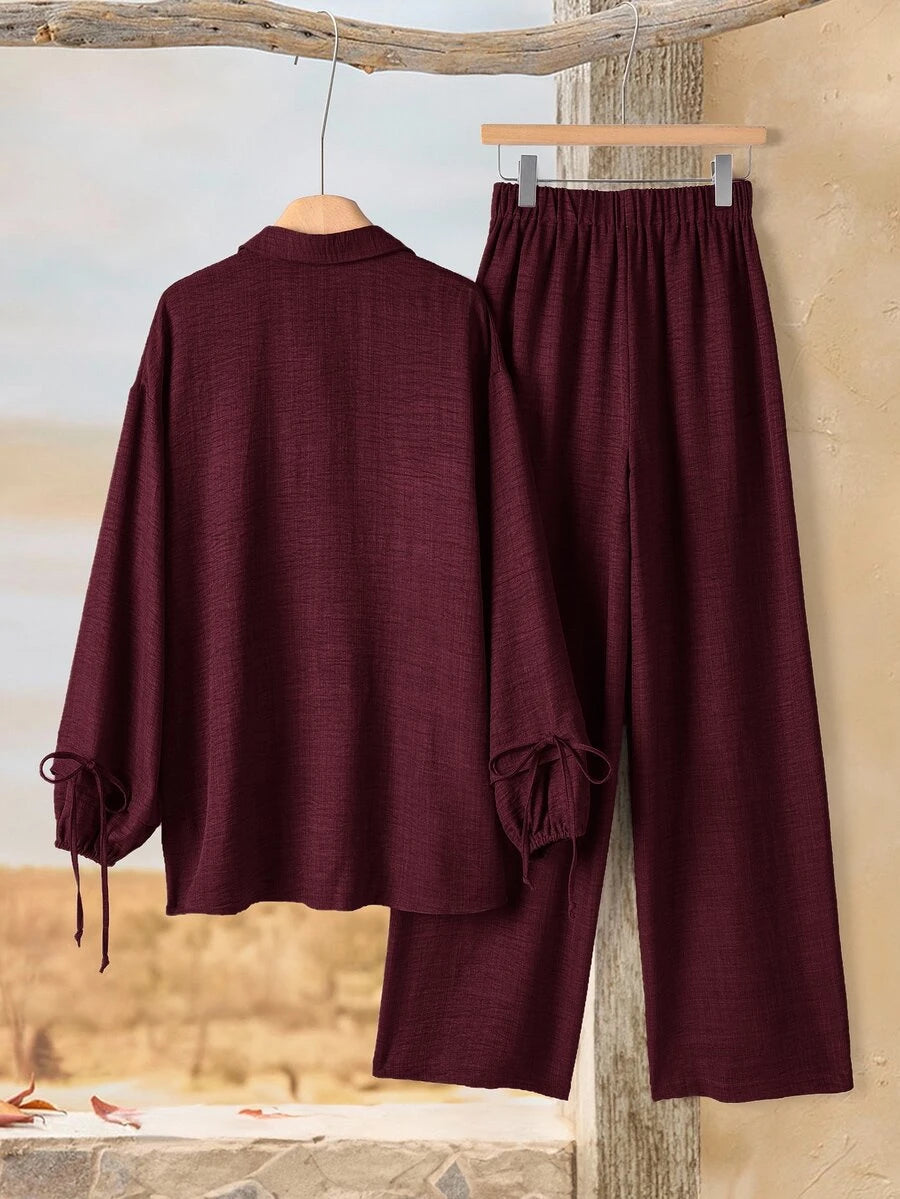 Runa | Tweedelige Set met Blouse &amp; Wijde Broek