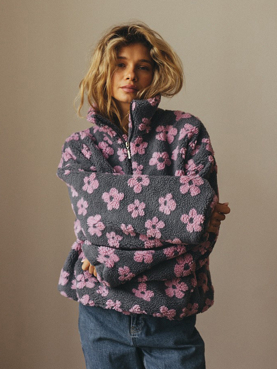 Marcia | Fleece Trui met Revers en Ritssluiting