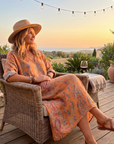 Remi | Geprinte Oversized Midi-jurk met Notch Hals en Zakken