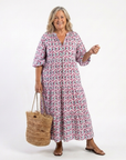 Mireya | Midi-jurk met lange mouwen en geometrische print
