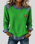 Delancine™ | Patchwork Design Waffle Sweatshirt