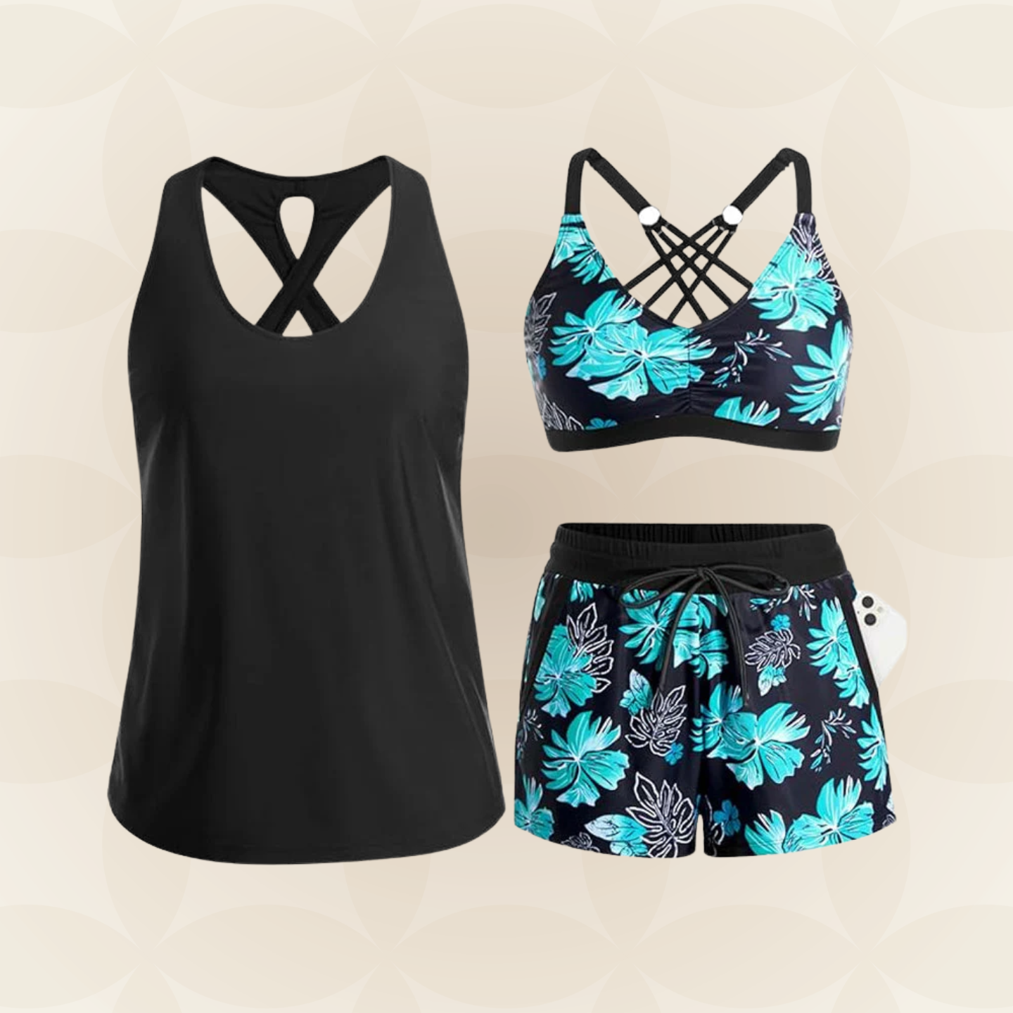 Rosalie | Badmode set Koordsluiting en Ademend Materiaal