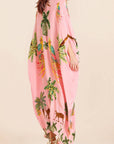 Unieke Jurk met Drop Shoulder Mouwen en Kokosnootboomprint