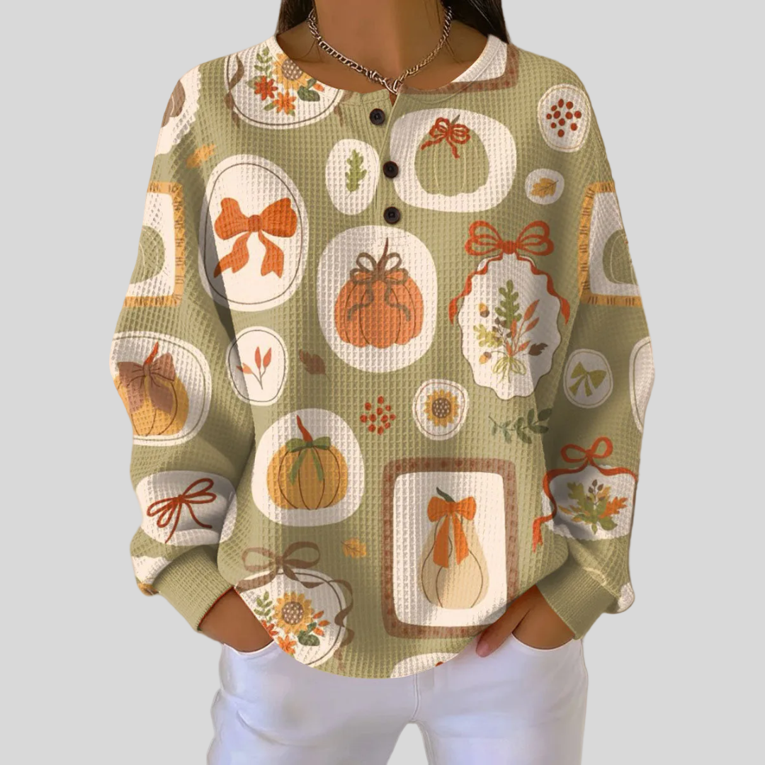 Tawnie™ | Sweatshirt met Strikken en Pompoenen