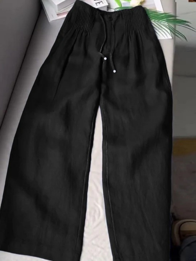 Feline | Brede Pantalon in Katoen en Linnen Mix