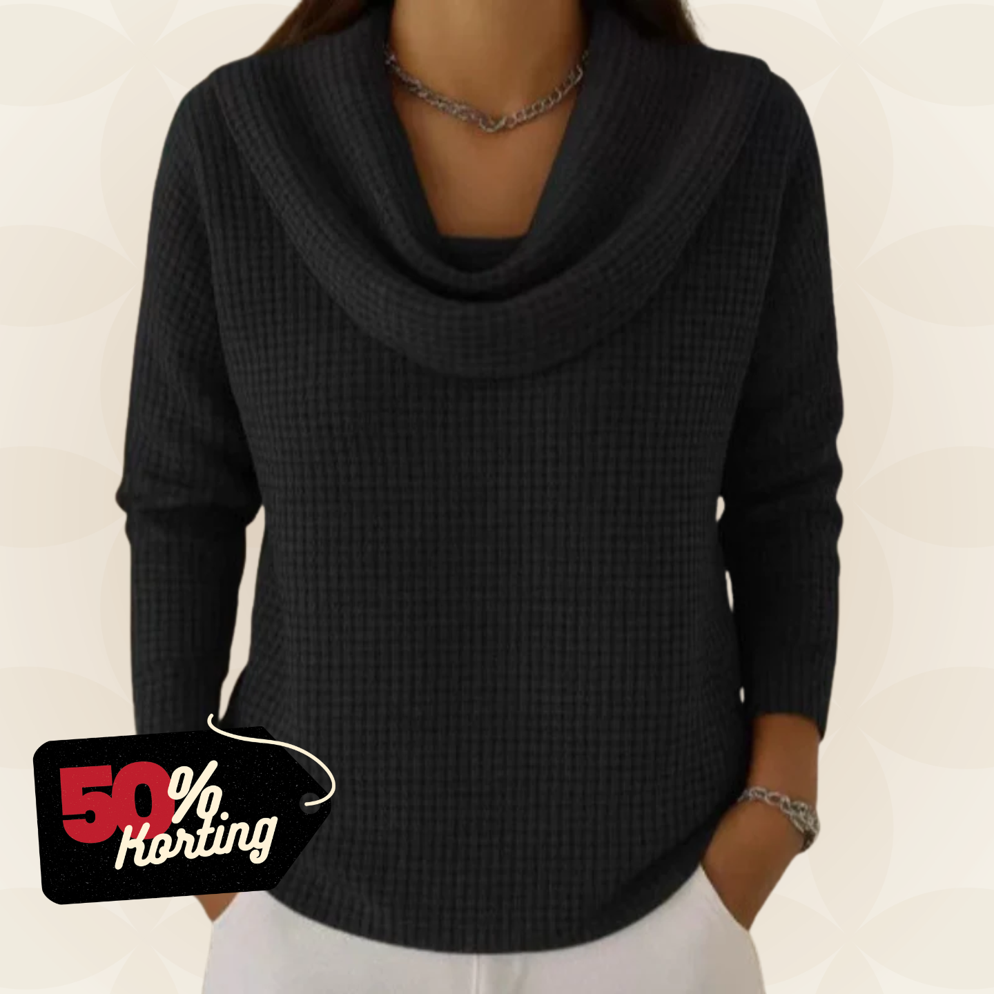 Lindsay – Warme trui met stijlvolle watervalhals