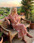 Noelle | Ornate Print Tassel Tie Midi Dress
