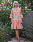 Maelle | Jurk met V-hals en geometrische print, knielengte
