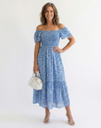 Odette | Midi Jurk met Off-Shoulder Schouders
