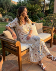 Sylvie | Botanische Print Tassel Tie Midi Jurk
