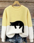 Karina | Oversized Trui met Kattenprint