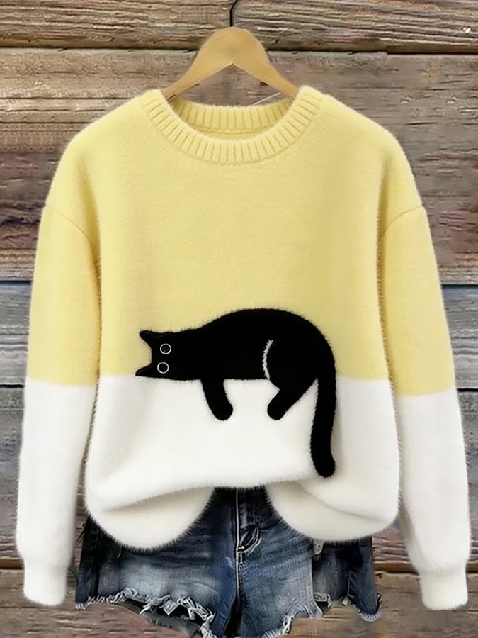 Karina | Oversized Trui met Kattenprint