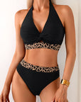 Bikini Geribbeld Leopard Kleurblok
